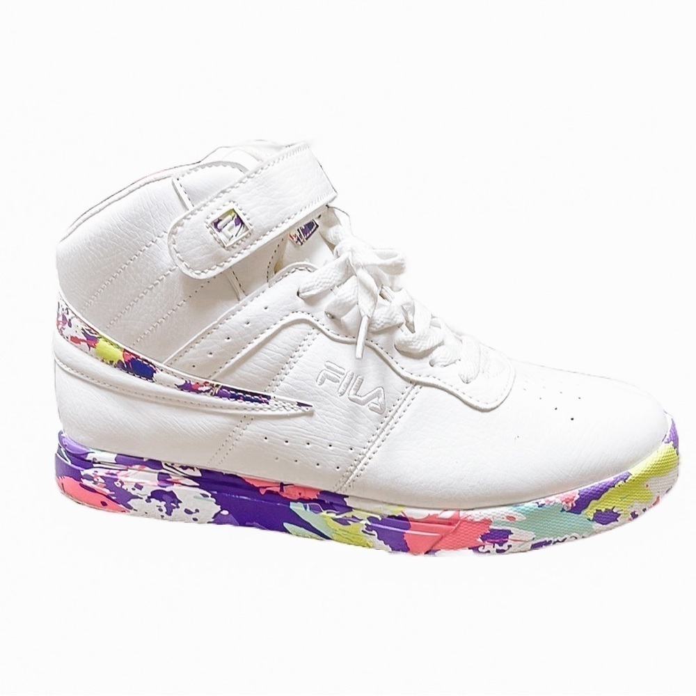Fila White Multicolor High-Top Sneakers
